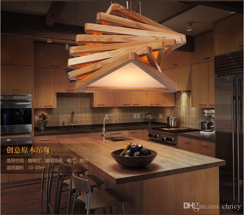 Novelty modern handmade wood pendant lights chandeliers lighting E27 for bar restaurant dining room decoration indoor lighting fixture
