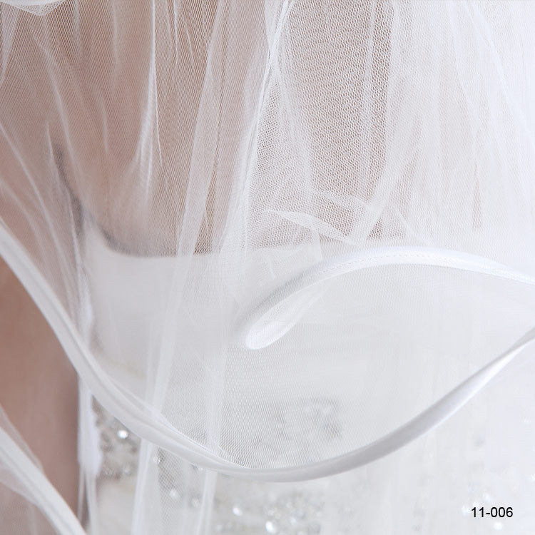2022 Women Elegant 4 Layers Tulle White Wedding Veils Ribbon Edge Wedding Accessories Bridal Veil With Comb
