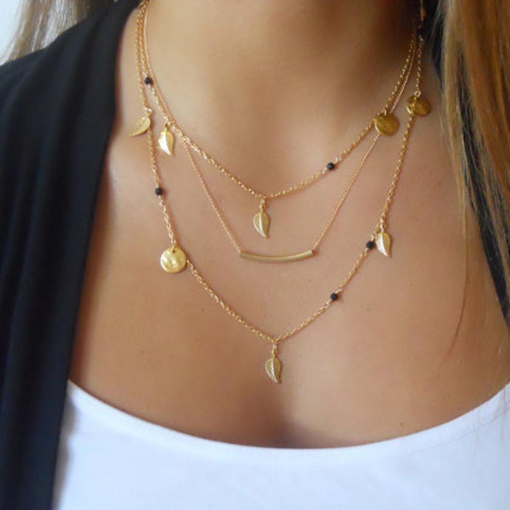 Women Gold Leaf Bohemian Crystal Choker Necklace Multilayer Bijoux Collar Tassels Pendant Long Chain Necklaces Fashion Jewelry
Women Gold Leaf Bohemian Crystal Choker Necklace Multilayer Bijoux Collar Tassels Pendant Long Chain Necklaces Fashion Jewelry