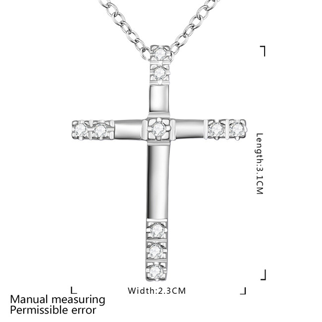 Christmas gift cross pendant necklace white gemstone sterling silver plate necklace STSN539,fashion 925 silver necklace factory direct sale