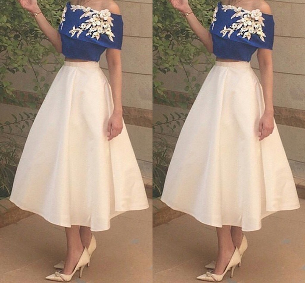 2017 Fashion Two Piece Short Prom Dresses Off Shoulder Elastic Satin Royal Blue White Ankle Length Party Dresses Cheap Arabic Evening Gowns, Water melon
2017 Fashion Two Piece Short Prom Dresses Off Shoulder Elastic Satin Royal Blue White Ankle Length Party Dresses Cheap Arabic Evening Gowns, Water melon