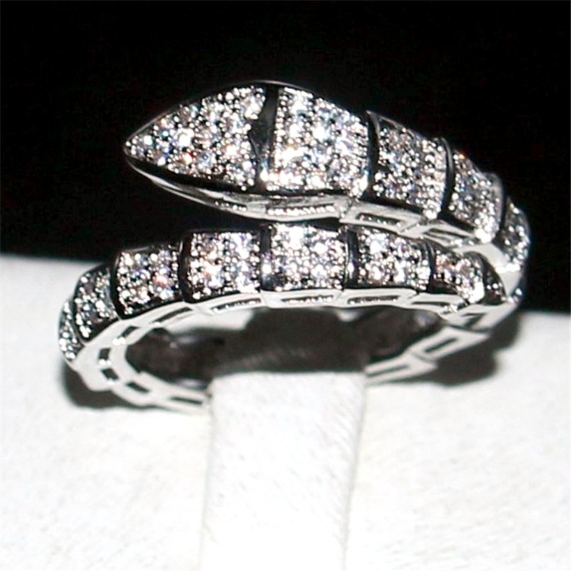 Brand Snake Ring Fashion 10KT white gold filled Pave setting Full diamond cz rings Wedding Bride jewelry Band for Women Size 5-10
Brand Snake Ring Fashion 10KT white gold filled Pave setting Full diamond cz rings Wedding Bride jewelry Band for Women Size 5-10