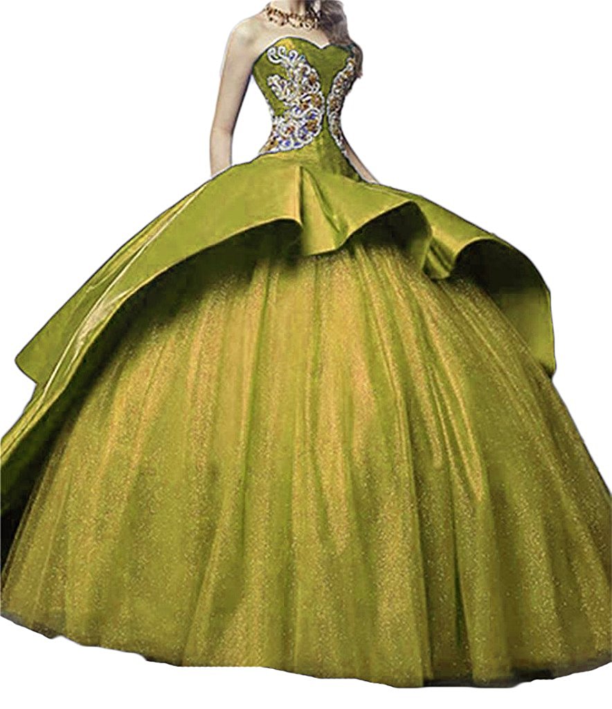 2017 Newest Sweetheart Satin Ball Gown Quinceanera Dresses with Appliques Lace Up Sweet 16 Dress Debutante Gowns QC505