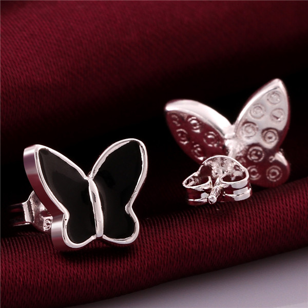 Brand new sterling silver Glossy butterfly earrings DFMSE563 women's 925 silver Dangle Chandelier earrings wedding gemstone faxtory direct