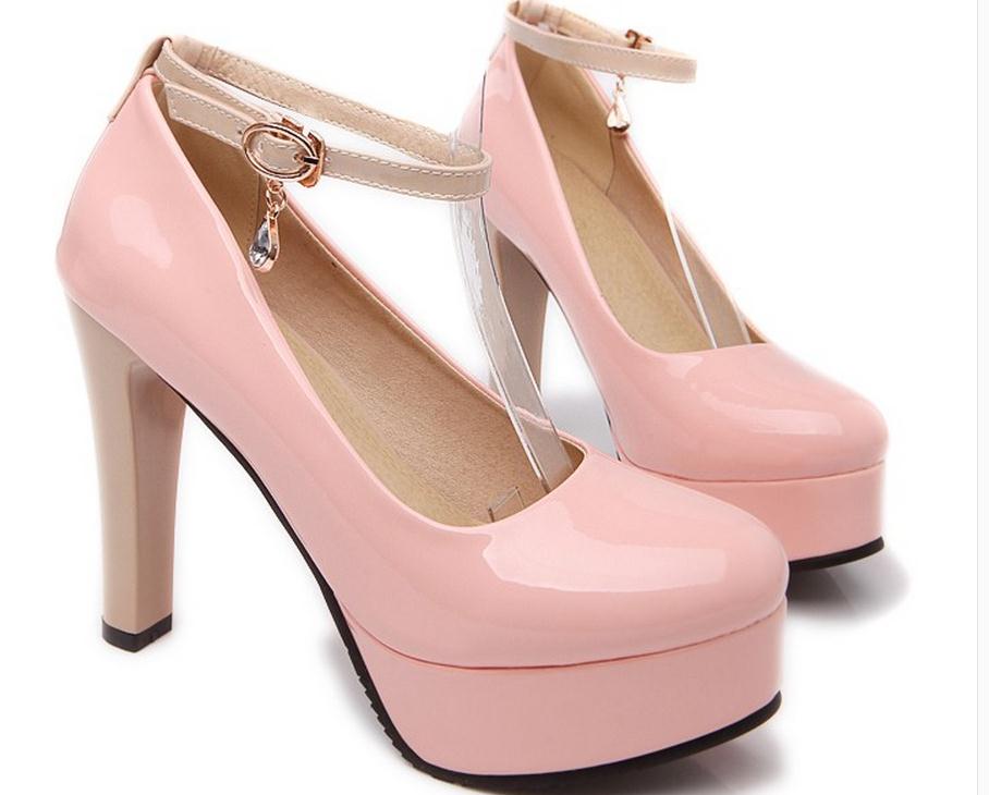The spring and autumn period and the han edition style thick with high with shallow mouth sweet shoes color matching waterproof low help01
