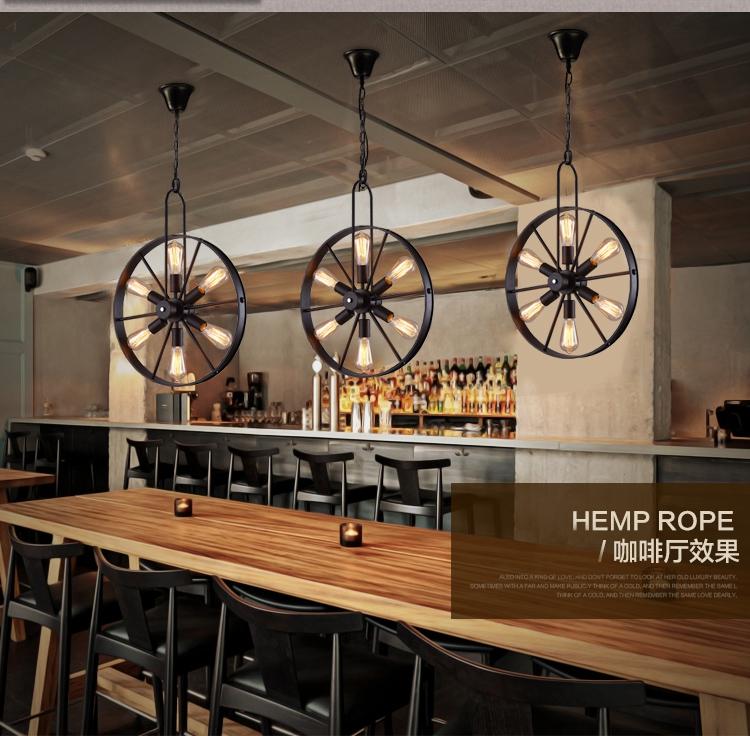 Pendant Lamp Vintage Loft Chandelier Industrial Wind Wheel Creative Cafe Restaurant Personality Retro American Country Iron Chandeliers