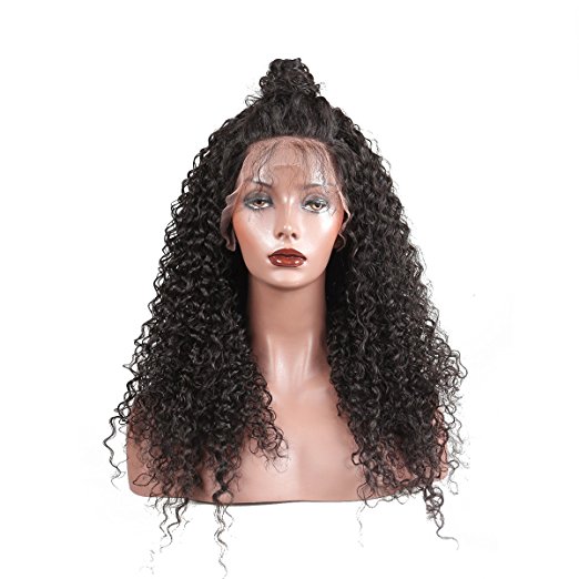 360 Lace Frontal Wig Curly 150% Density Pre Plucked with Baby Hair hd thin fillm Front Wigs Human Hairs Deep Curl Natural Hairline (18 inches, diva1
