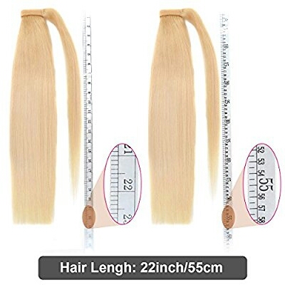 Bleached white blonde wraps brazilian hair ponytail hair piece 1pcs 10-24inch long sleek straight pony tail hairpiece 120g 140g