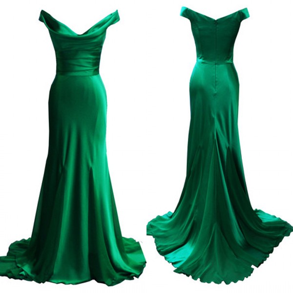Top Quality Emerald Green Evening Dresses Mermaid Off the Shoulder Draped Neckline Ruched Prom Party Gowns Formal Wear Sweep Train, Silver
Top Quality Emerald Green Evening Dresses Mermaid Off the Shoulder Draped Neckline Ruched Prom Party Gowns Formal Wear Sweep Train, Silver