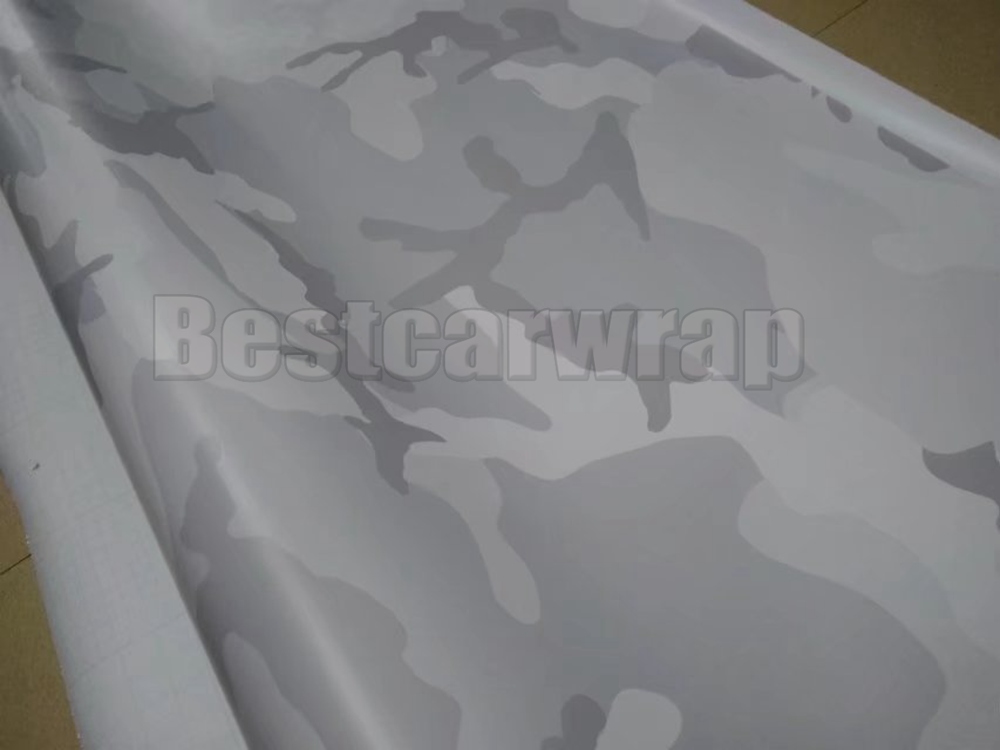 Snow Winter White Camoufalge Vinyl For Car Wrap Film With air bubble free CAMO film for Truck / boat graphics coating 1.52X30M (5x98ft)