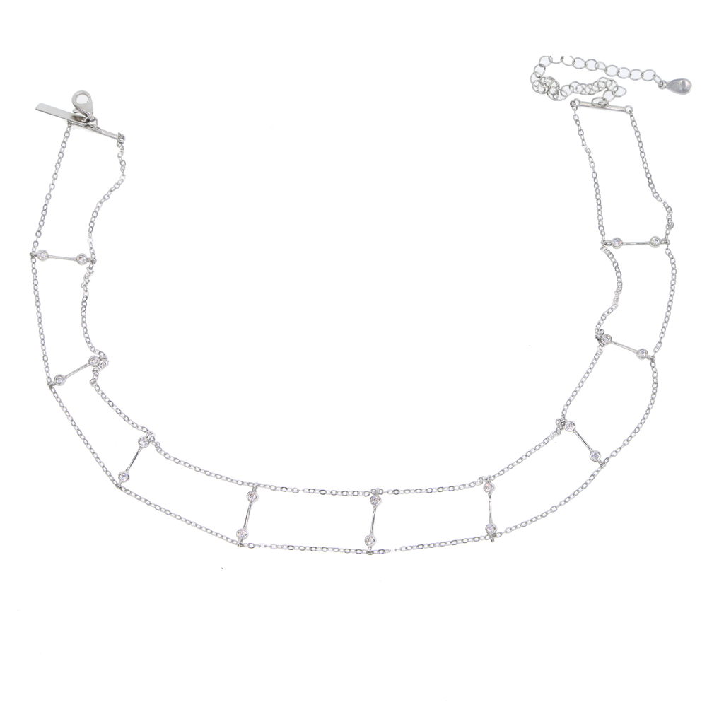 100 925 sterling silver short chain chocker double chain link bar 18k gold plated elegant choker necklace