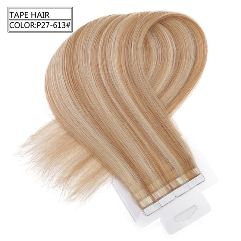 elibess grade 8atape on extensions silk straight blonde color skin weft hair 40pcs pack remy tape in hair