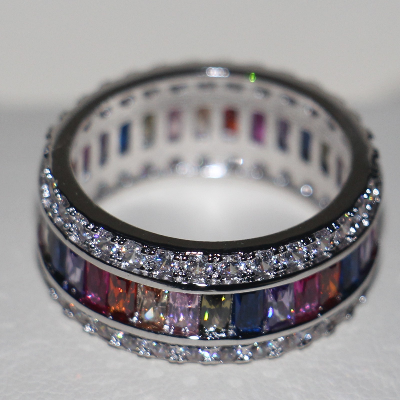 Victoria Wieck Luxury Jewelry Princess 925 Sterling Silver Gemstones Multi Stone Simulated Diamond Wedding Party Finger Band Ring Size 5-11
