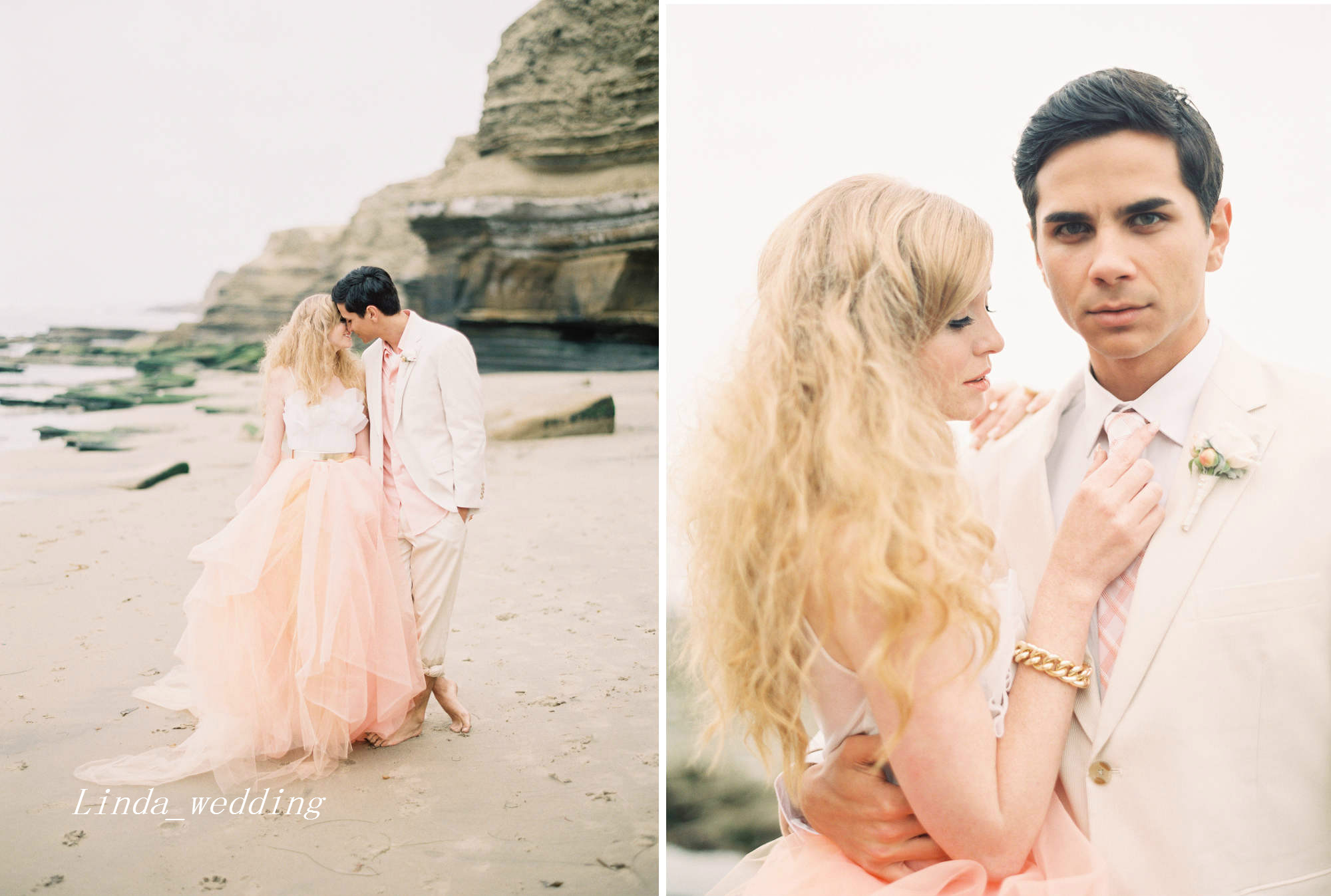 Fairy Tale Peach Gold And White Wedding Dresses Beautiful A Line Long Tulle Women Bridal Party Gowns