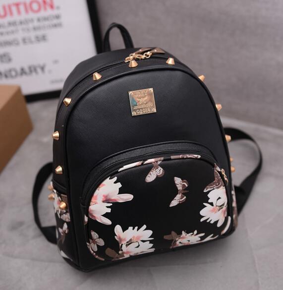 New Fashion Flower Butterfly Print Women's Leather school bag Rivet Girls Bag Mini Travel Backpack, Black
New Fashion Flower Butterfly Print Women's Leather school bag Rivet Girls Bag Mini Travel Backpack, Black