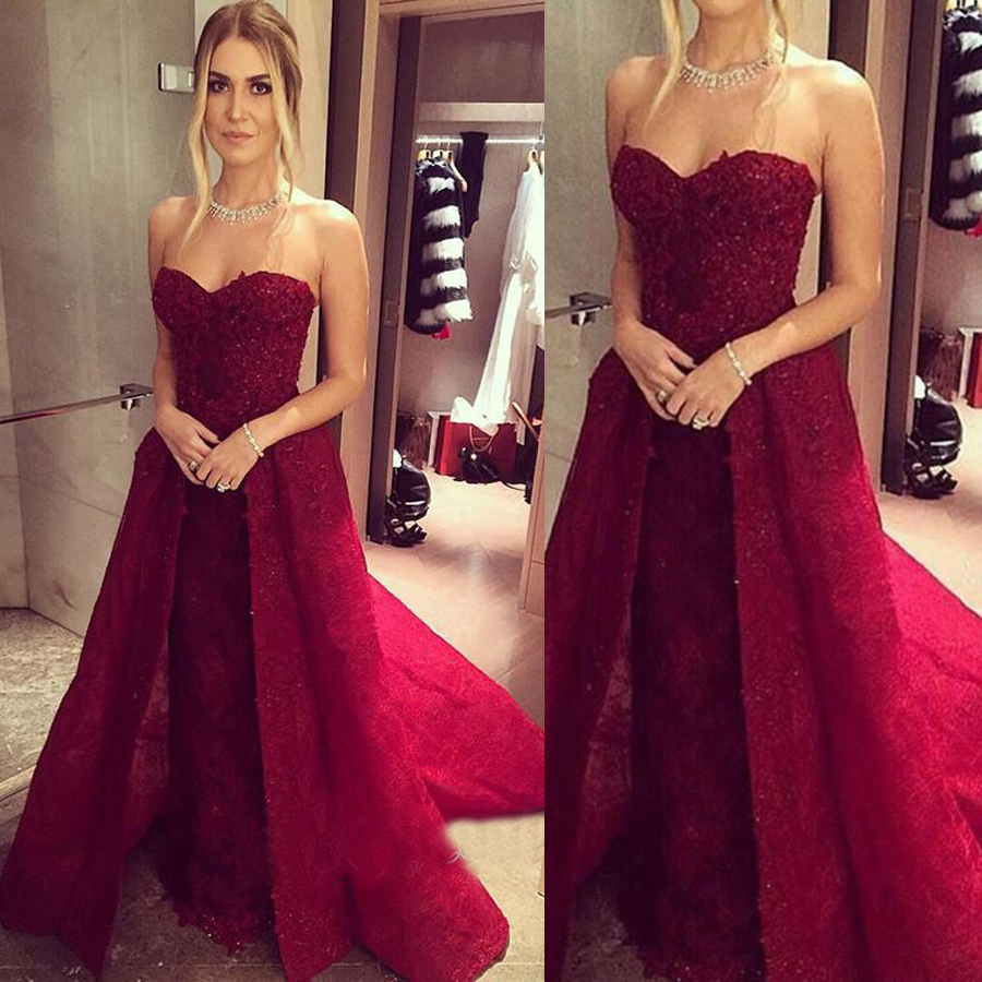Chic Sweetheart-Neck Burgundy Overskirt Long Lace-Beaded Prom Dresses vestido para formatura Customized made Evening Gowns with Crystals, Fuchsia
Chic Sweetheart-Neck Burgundy Overskirt Long Lace-Beaded Prom Dresses vestido para formatura Customized made Evening Gowns with Crystals, Fuchsia