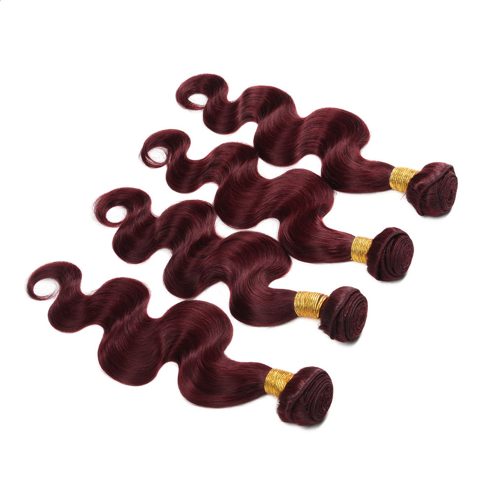 color 99j body wave hair burgundy peruvian human hair bundles wine red wavy hair 100g per piece4pcs per lot free dhl