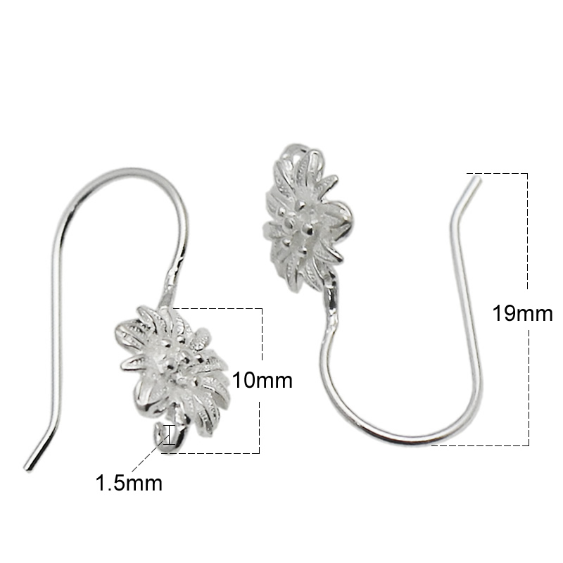 Beadsnice Handmade Sterling Silver Ear Wires Ear Hook Flower Earring Components DIY Jewelry Accessories ID 34938