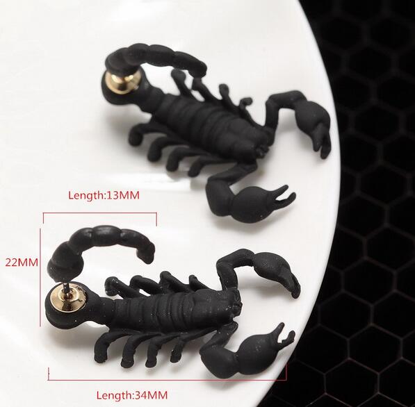 New Fashion Punk Black Gold Silver bizarre Animal Scorpion Stud Earrings For Women brincos Jewelry HJIA587