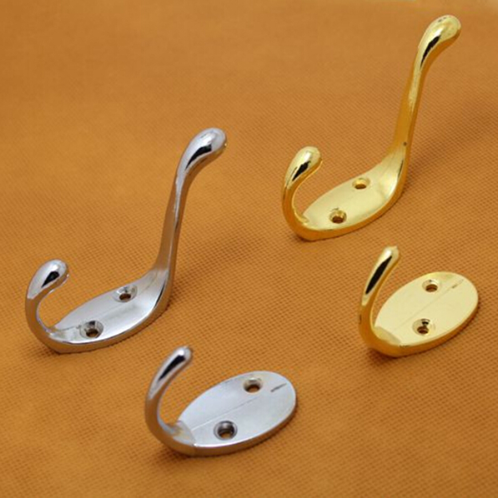Wholesale- 1PC Stainless Steel Hanging Coat Hooks Home Kitchen Wall Door Holder Hook Hangers Gold Sliver Color & Rails