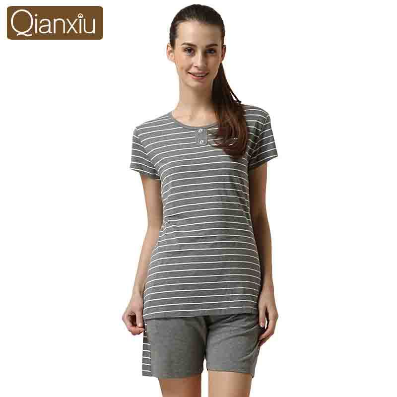 Wholesale-Summer Casual Modal Pajamas for Men Stripe Short-sleeve Pajamas to sleepwomen&men Plus Size Pajama Set 1pcsFree Shipping