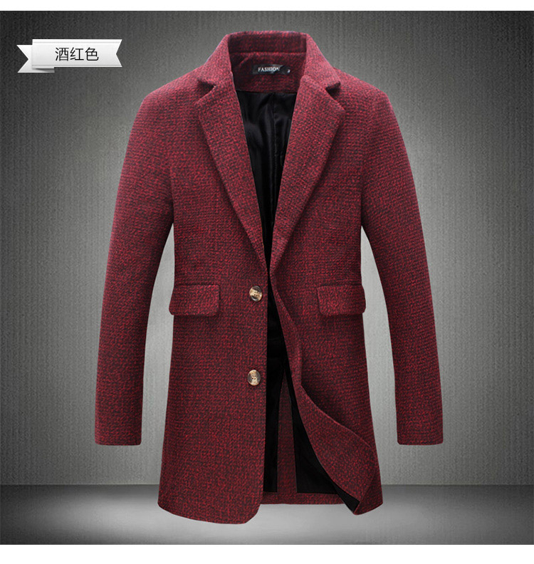 2016 Autumn new men's windbreaker jacket long section of men's business casual slim lapel solid color men's large size coat tide