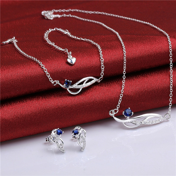 NEW 925 sterling silver Insets lucky family of four - purple jewelry sets DFMSS784C factory direct sale wedding 925 silver