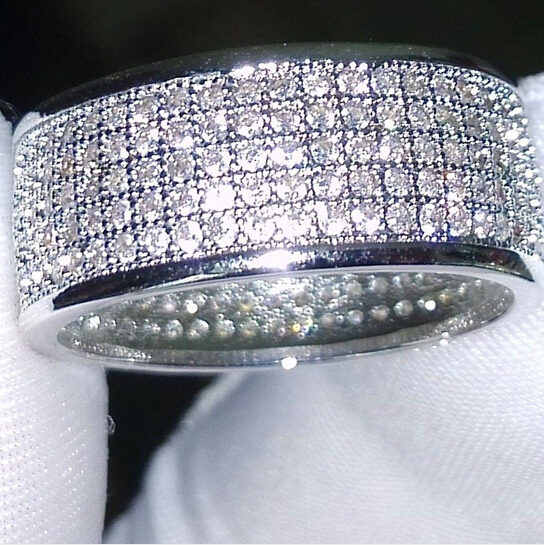 Wholesale - 250Pcs jewelry Diamonique simulated diamond white full topaz 10KT White Gold Filled women Wedding band Ring gift Sz 5-11 от DHgate WW