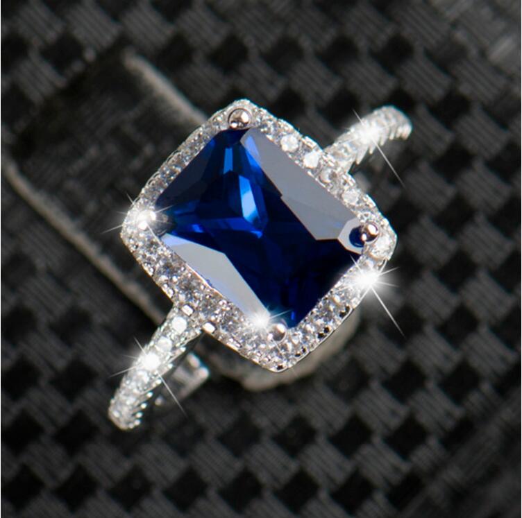 Handmade Sterg Sier Cushion Cut Multi-Color Amethyst Topaz Women's Wedding Band Ring