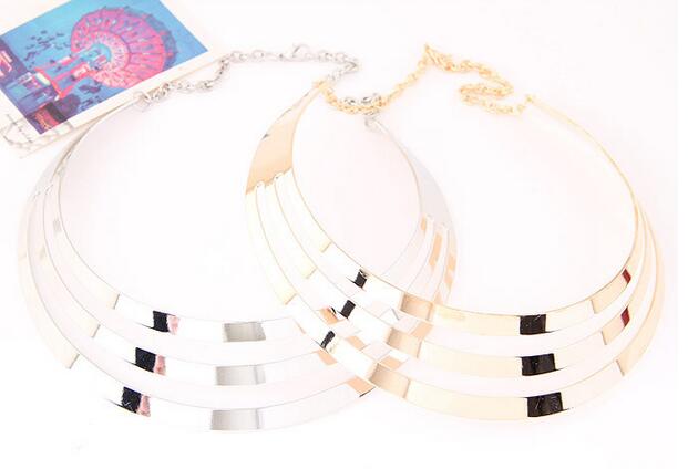 2016 Charm Choker Necklaces Women Gorgeous Metal Multi Layer Statement Bib Collar Necklace Fashion Jewelry Accessories Hot Sale HJIA906