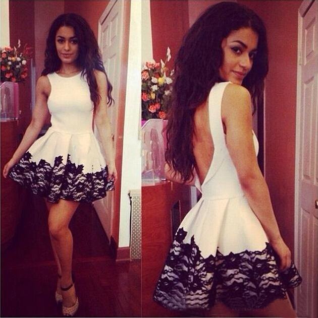White and Black homecoming Dresses Cheap A Line Crew satin Girl Party prom gown sexy backless Short 8th graduation Dress
White and Black homecoming Dresses Cheap A Line Crew satin Girl Party prom gown sexy backless Short 8th graduation Dress