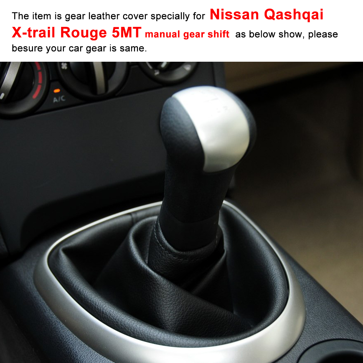 Case for Nissan Qashiqai 5MT manual gear Shift Knob Cover Hand-stitched Genuine Leather DIY gear covers leather accessories