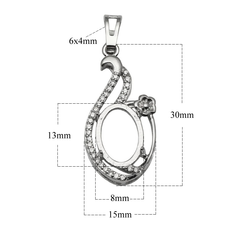 Beadsnice 8x13 mm Oval Cut Vintage Style Semi Mount Silver 925 Dangle Pendant Setting Wedding Pendant Necklace Handmade ID 34063