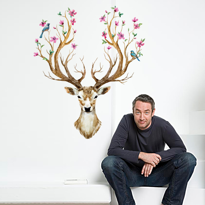 New Christmas Reindeer Wall Stickers For Living Room Bedroom Sika Deer 3D Art Decals Home Decoration Creative DIY Wallpaper8583609