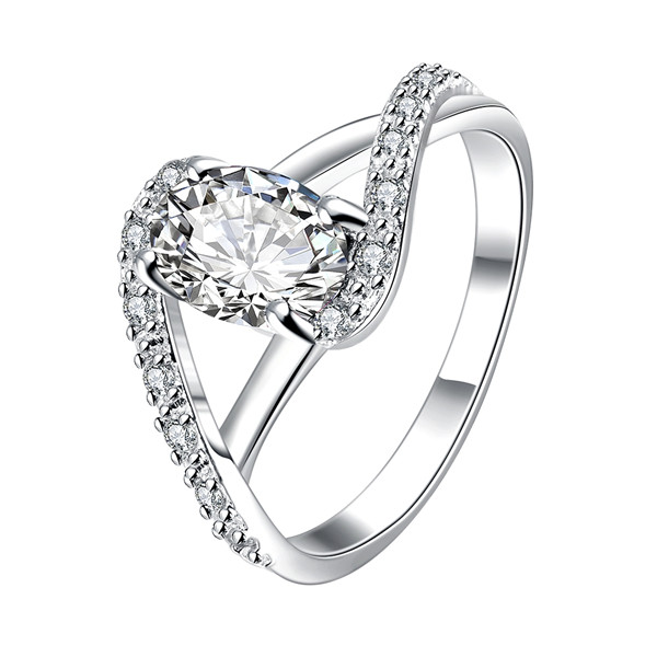 Hot sale Full Diamond fashion Kelp Ring with stone 925 silver Ring STPR004-D brand new gemstone sterling silver plated finger rings