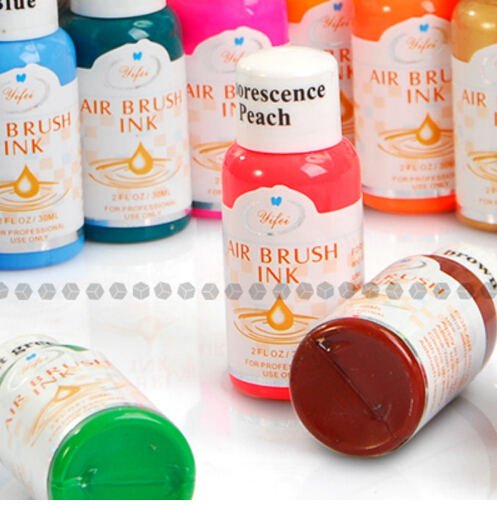 24 Colours 30ml Nail Art Airbrush Paint Ink For Tip Airbrush Painting Design With Free Shipping