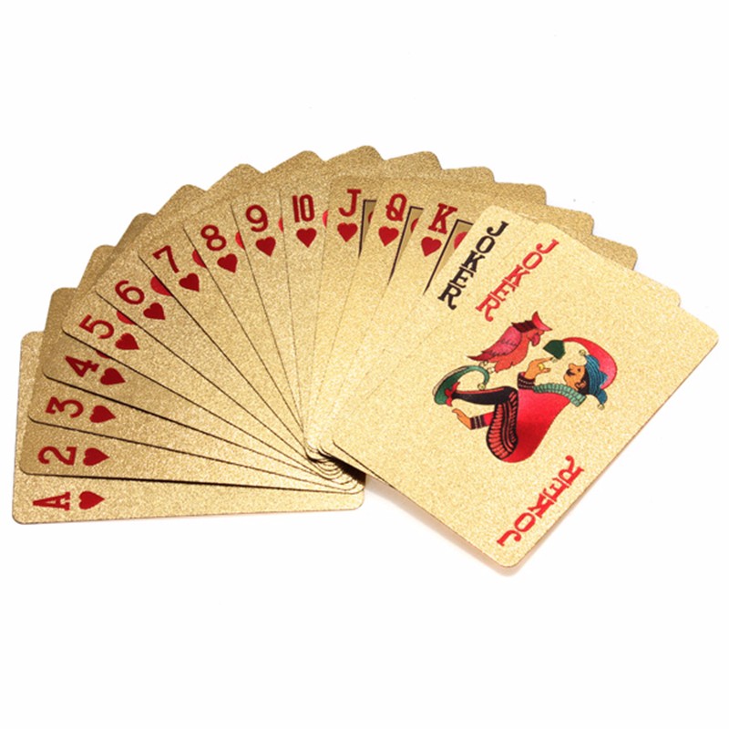 Original Waterproof Luxury 24K Gold Foil Plated Poker Premium Matte Plastic Board Games Playing Cards For Gift Collection