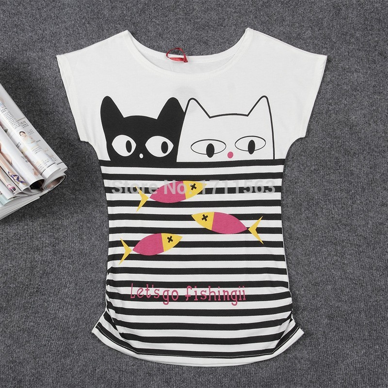 Women Cotton T-shirt 2024Top Selling Womens Clothes Fashion Vintage Spring Summer Short Sleeve Animal Printed Girls Cotton Female Tees