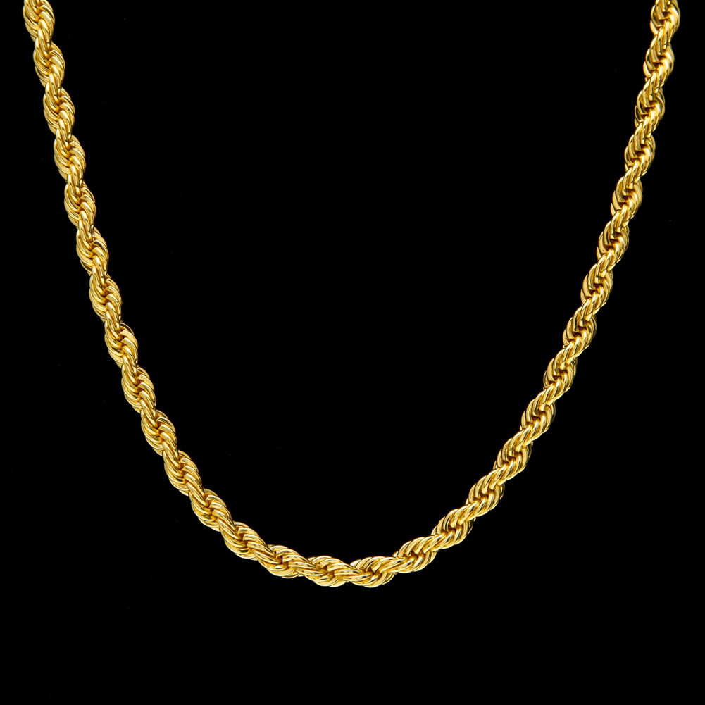 65mm Thick 80cm Long Solid Rope ed Chain 14K Gold Silver Plated Hip hop ed Heavy Necklace 160gram For mens
