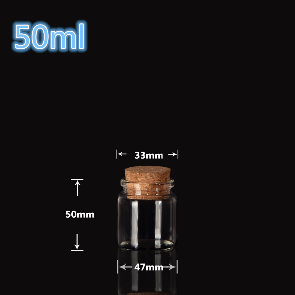 Wholesale- Glass Bottles with Cork Crafts Bottles Jars Weding Gift 50ml 80ml 100ml 150ml Empty Jars Containers Bottles 24pcs Free Shipping