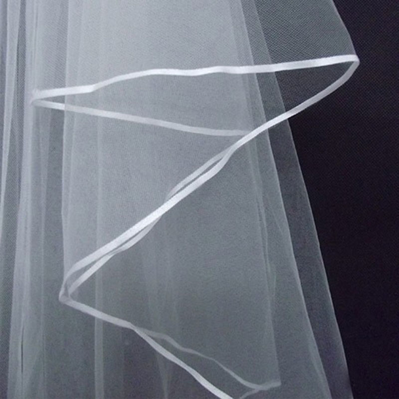 2020 New Wedding Veil In Stock Veil Wedding Accessories White Ivory Ribbon Edge Two-Layer Tulle Bridal Veil