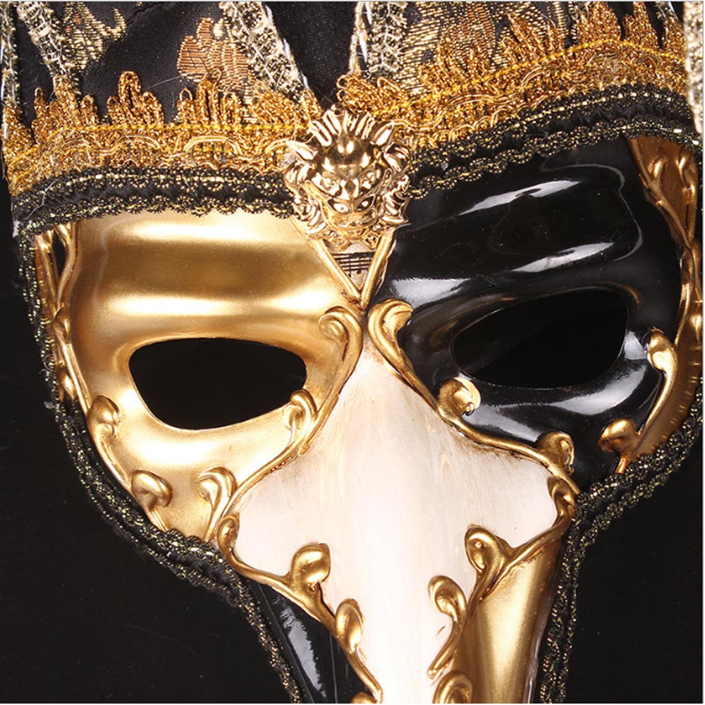 Fashion Long Nose Upper Half Face Mask with Bell Handmade Party Mask Ventice Style Red Blue Black DEC3363072718