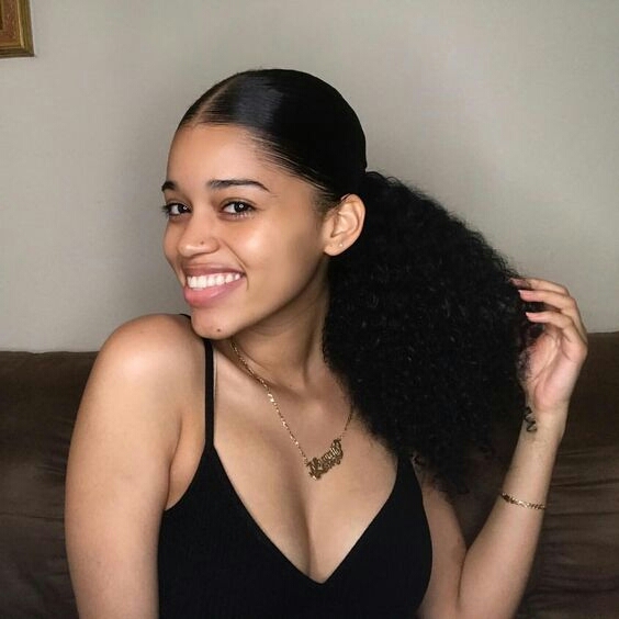 Afro kinky curly ponytail hair extension jet black kinky curly drawstring pony tail hairpiece clip in ponytail afro 100g-160g