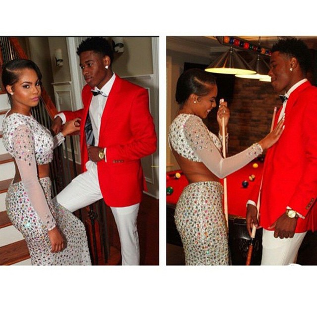 Two Pieces Crystal 2k16 Prom Dresses Jewel Sheer Long Sleeves Backless Formal Dress Sweep Train Mermaid Evening Gowns