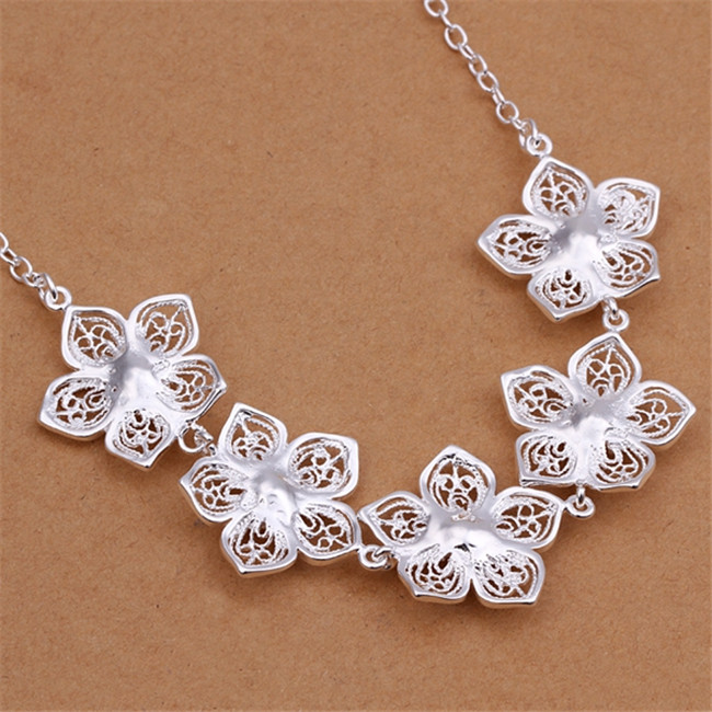 Hot sale Flower Necklace sterling silver plated necklace STSN336,wholesale fashion 925 silver Chains necklace factory direct sale christmas