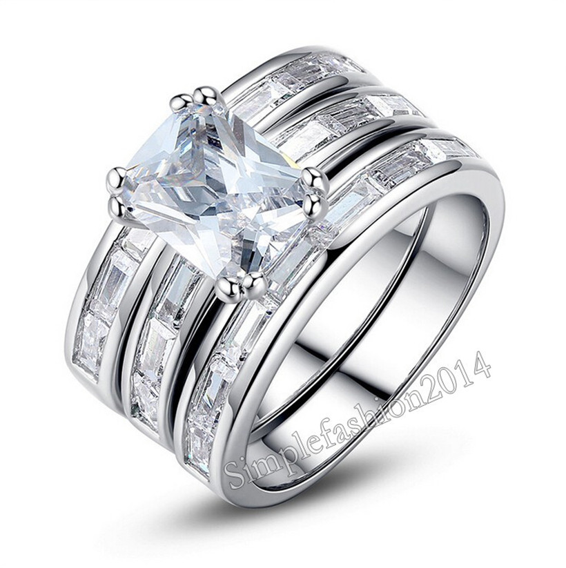 Lady's Fashion Engagement Wedding Jewelry 10KT White gold filled Square Simulated Diamond CZ Gemstone Rings Set for Women 3 in 1
Lady's Fashion Engagement Wedding Jewelry 10KT White gold filled Square Simulated Diamond CZ Gemstone Rings Set for Women 3 in 1
