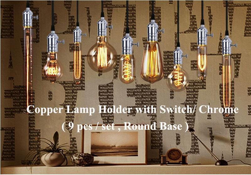 loft hanging lights vintage pendant lights copper lamp holder Edison light bulb industry pendant lamps Golden/Chrome E27 W-filament bulb