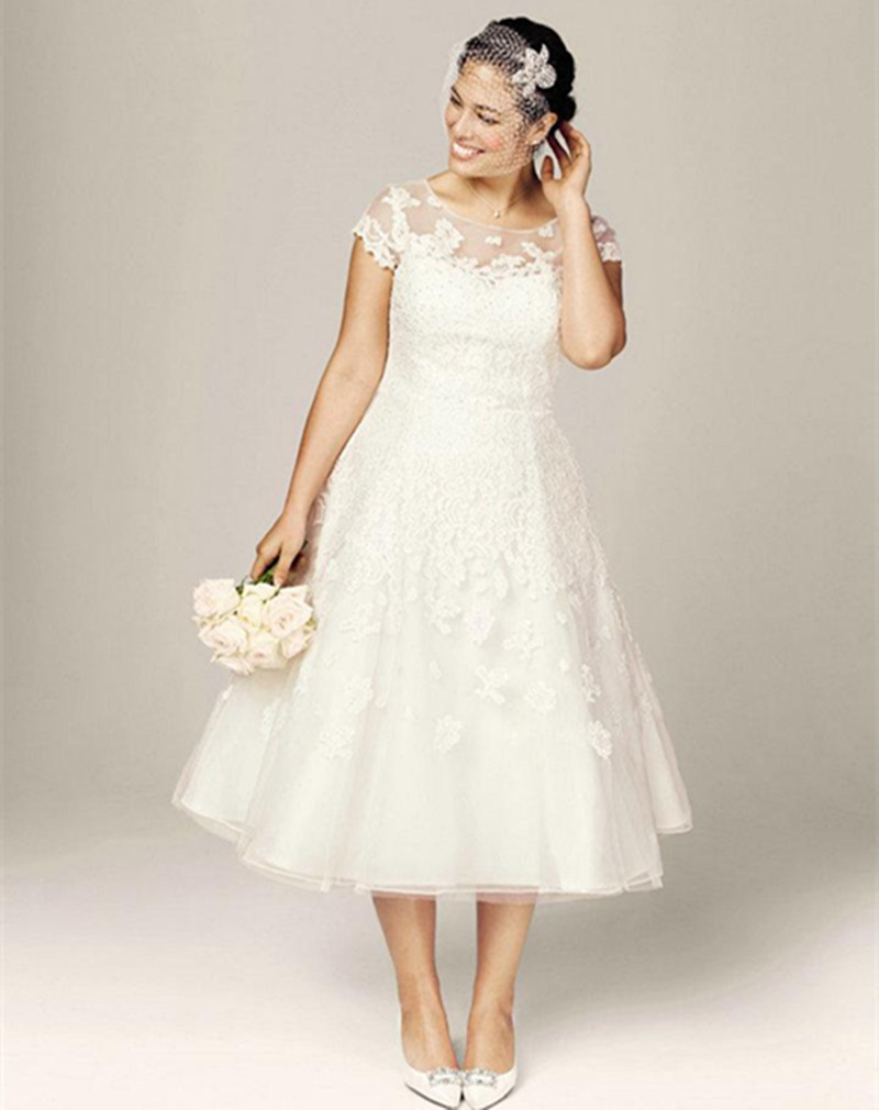 Capped Sleeve 2019 A Line Wedding Dresses Short Lace Plus Size Sheer Appliques Bridal Gowns Custom Made Hot Selling Fashion, Same as image
Capped Sleeve 2019 A Line Wedding Dresses Short Lace Plus Size Sheer Appliques Bridal Gowns Custom Made Hot Selling Fashion, Same as image