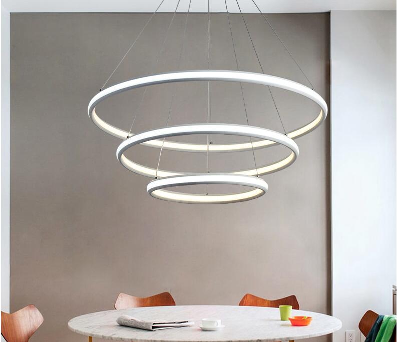 Circular Modern LED Pendant Lamp Double Glow Chandelier Lighting Aluminum Hanging Droplights for Dining Living Room Indoor Lights