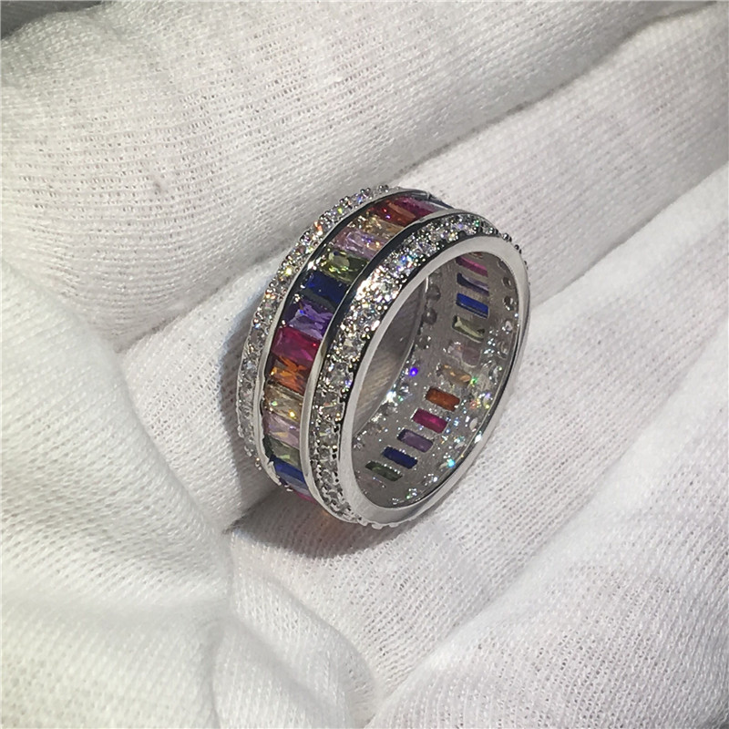 Trending ring 15ct Mitul Colors zircon stone White gold filled Anniversary wedding band rings for women men Bijoux